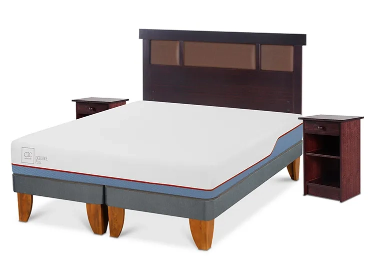 JUEGO DE DORMITORIO CIC CAMA EUROPEA EXCELLENCE PLUS BD 2 PLAZAS + SET NEW DUBLIN CHOCOLATE - 2
