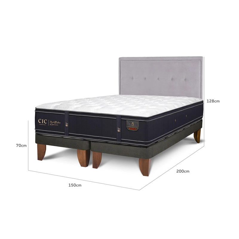 JUEGO DE DORMITORIO CIC CAMA EUROPEA GRAND PREMIUM BD 2 PLAZAS + RESPALDO GANGES - 3