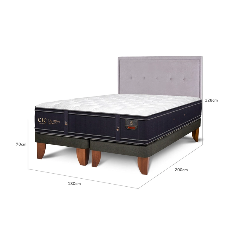 JUEGO DE DORMITORIO CIC CAMA EUROPEA GRAND PREMIUM KING + RESPALDO GANGES - 3