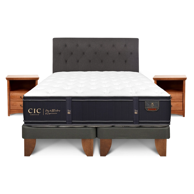 JUEGO DE DORMITORIO CIC CAMA EUROPEA GRAND PREMIUM KING + SET KAVERY