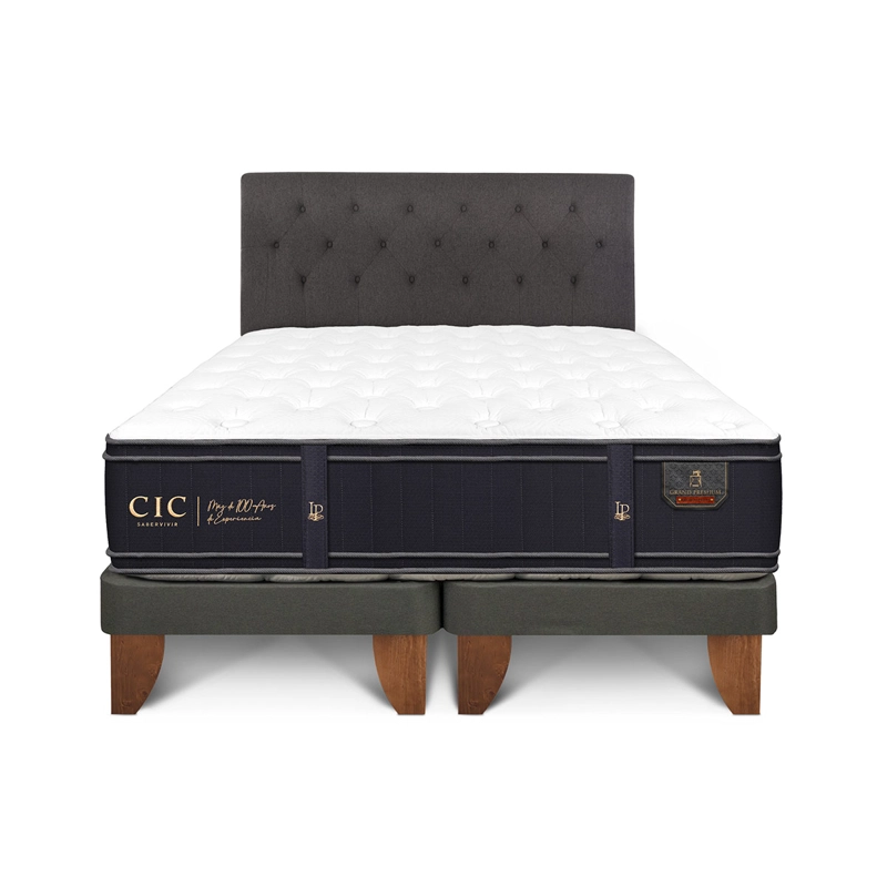 JUEGO DE DORMITORIO CIC CAMA EUROPEA GRAND PREMIUM BD 2 PLAZAS + RESPALDO KAVERY
