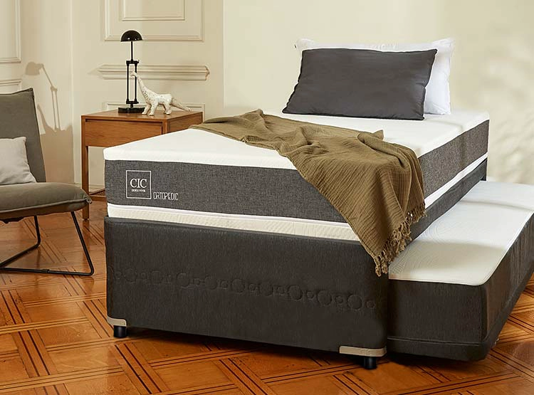 JUEGO DE DORMITORIO CIC CAMA DIVAN NEW ORTOPEDIC BLACK 1.5 PLAZAS GRIS + SET NEW VILLARRICA - 6