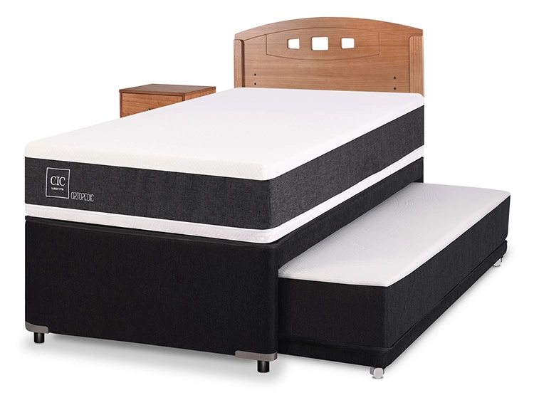 JUEGO DE DORMITORIO CIC CAMA DIVAN NEW ORTOPEDIC BLACK 1.5 PLAZAS GRIS + SET NEW GALES - 2