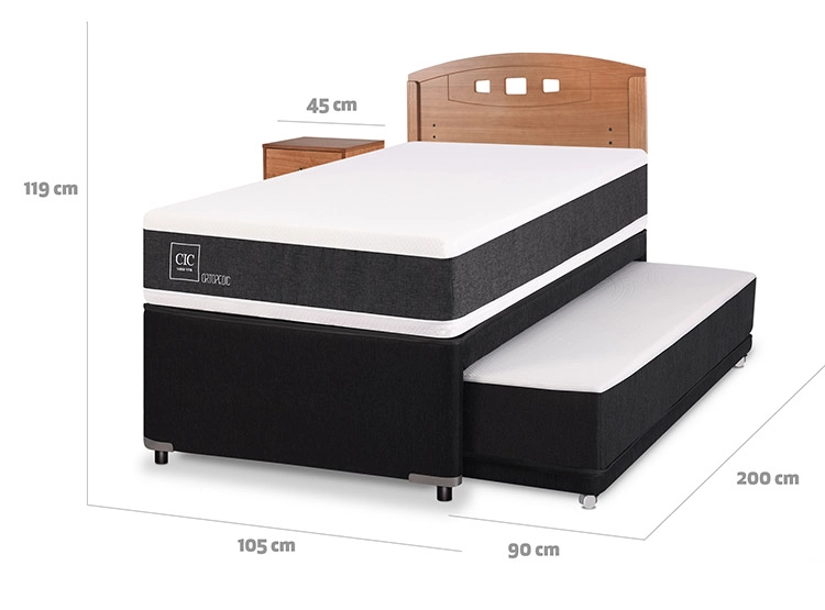 JUEGO DE DORMITORIO CIC CAMA DIVAN NEW ORTOPEDIC BLACK 1.5 PLAZAS GRIS + SET NEW GALES - 3