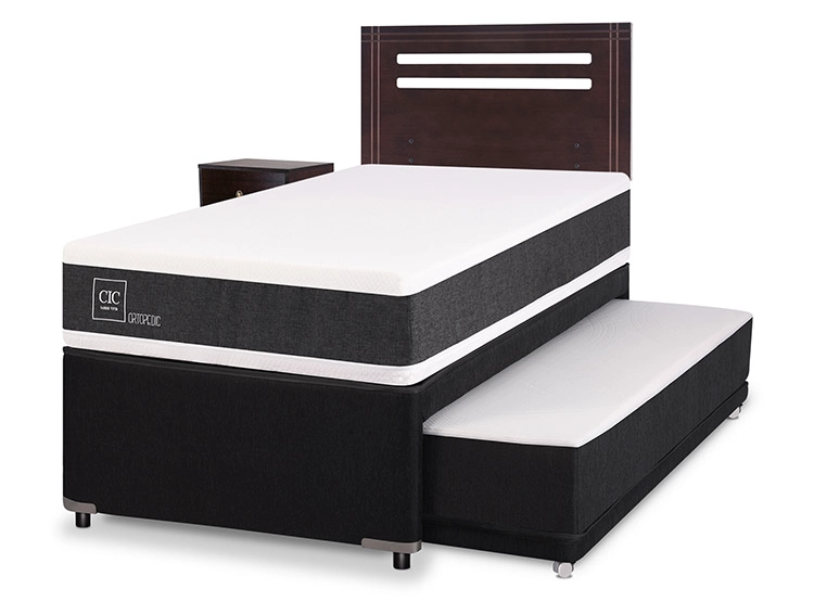 JUEGO DE DORMITORIO CIC CAMA DIVAN NEW ORTOPEDIC BLACK 1.5 PLAZAS GRIS + SET NEW MUNICH - 2