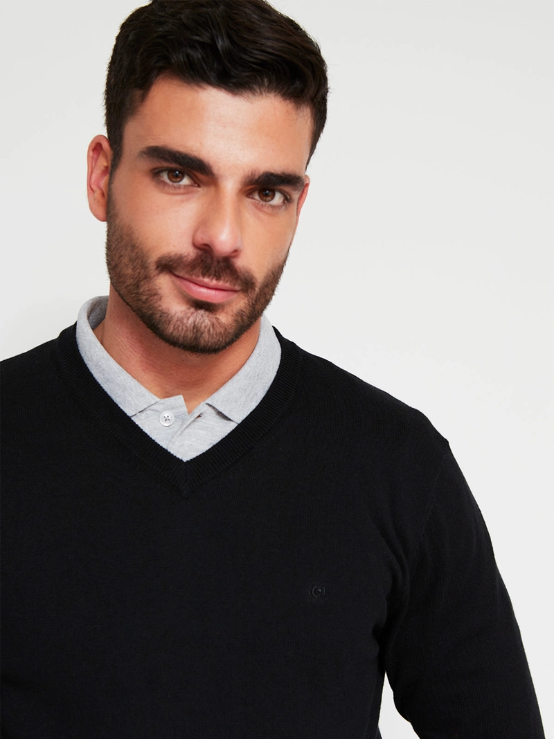 SWEATER HOMBRE CACHAREL ALGODÓN CUELLO EN V - 3