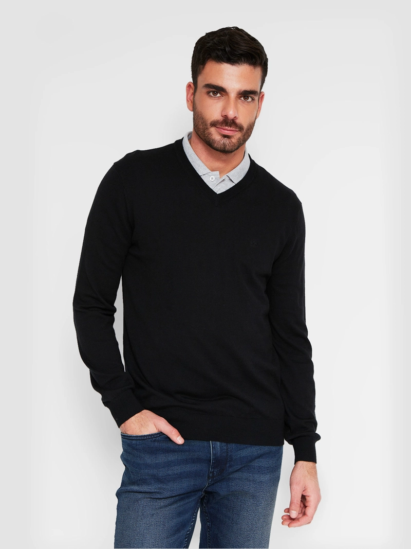 SWEATER HOMBRE CACHAREL ALGODÓN CUELLO EN V - 1