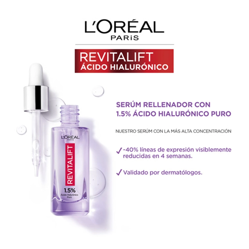 CONTORNO DE OJOS LOREAL SERUM RELLENADOR DERMO EXPERTISE REVITALIFT 30 ML 0.015 ÁCIDO HIALURÓNICO - 4