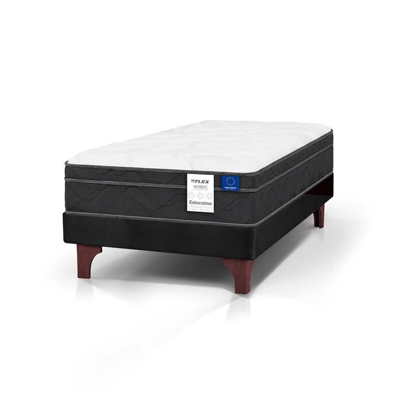 CAMA EUROPEA FLEX ESTOCOLMO BOX 1.5 PLAZAS GRIS - 1