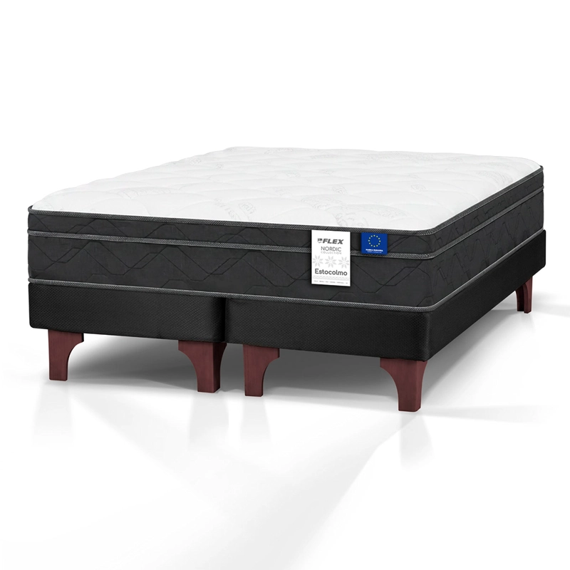 CAMA EUROPEA FLEX ESTOCOLMO BOX BD 2 PLAZAS GRIS - 1