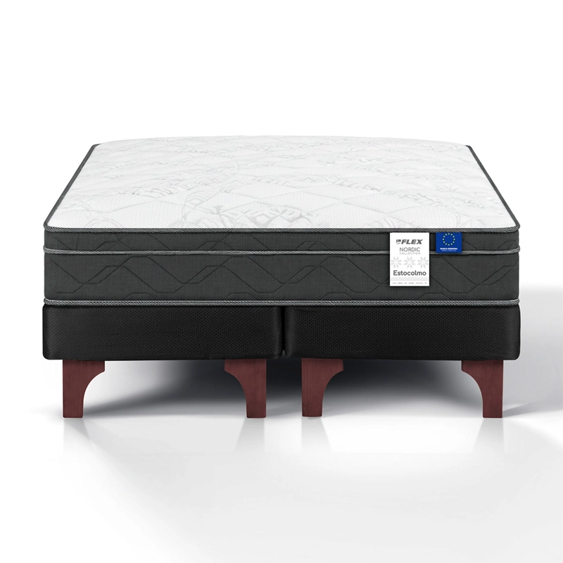 CAMA EUROPEA FLEX ESTOCOLMO BOX BD 2 PLAZAS GRIS - 2
