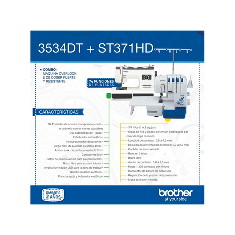 COMBO BROTHER MAQUINA DE COSER ST371HD+ MAQUINA OVERLOCK 3534DT - 9