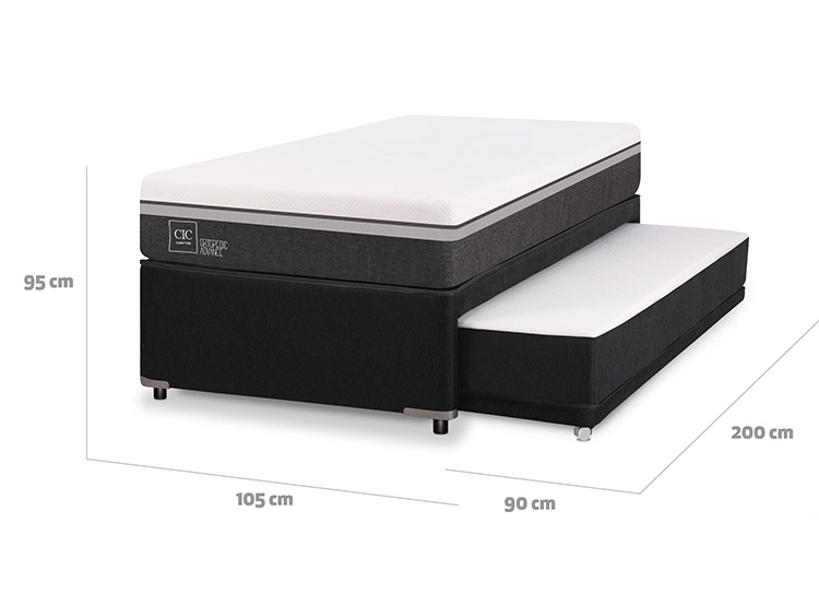 CAMA DIVAN CIC ORTOPEDIC ADVANCE BLACK 1.5 PLAZAS GRIS - 3