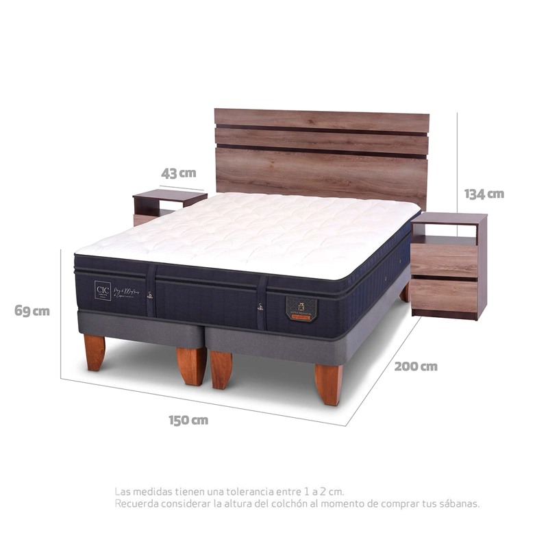 JUEGO DE DORMITORIO CIC CAMA EUROPEA SUPER PREMIUM BD 2 PLAZAS + SET ARES - 3