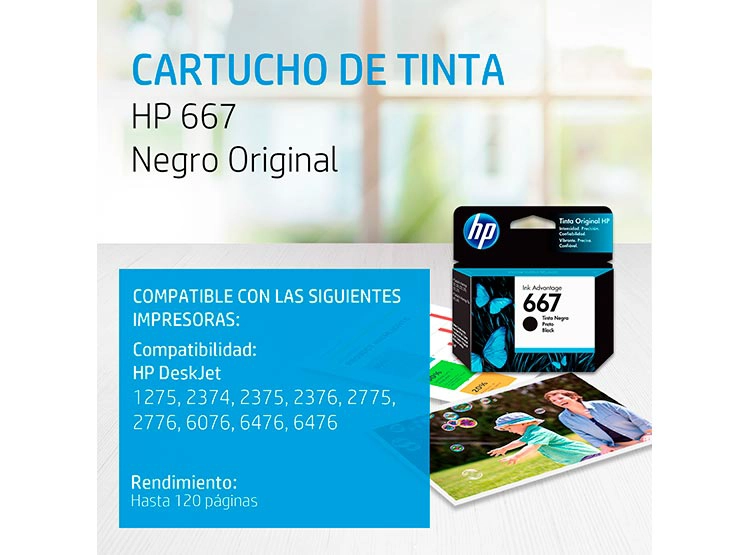 CARTUCHO TINTA HP ORIGINAL 667 NEGRO - 3