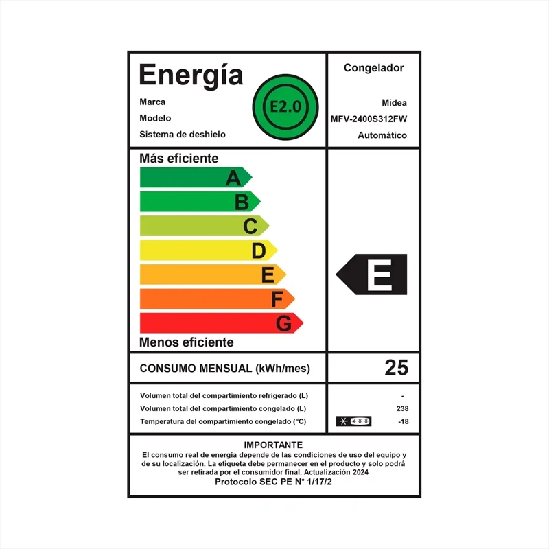 CONGELADOR VERTICAL MIDEA MFV-2400S312 238L NO FROST DUAL GRIS - 5