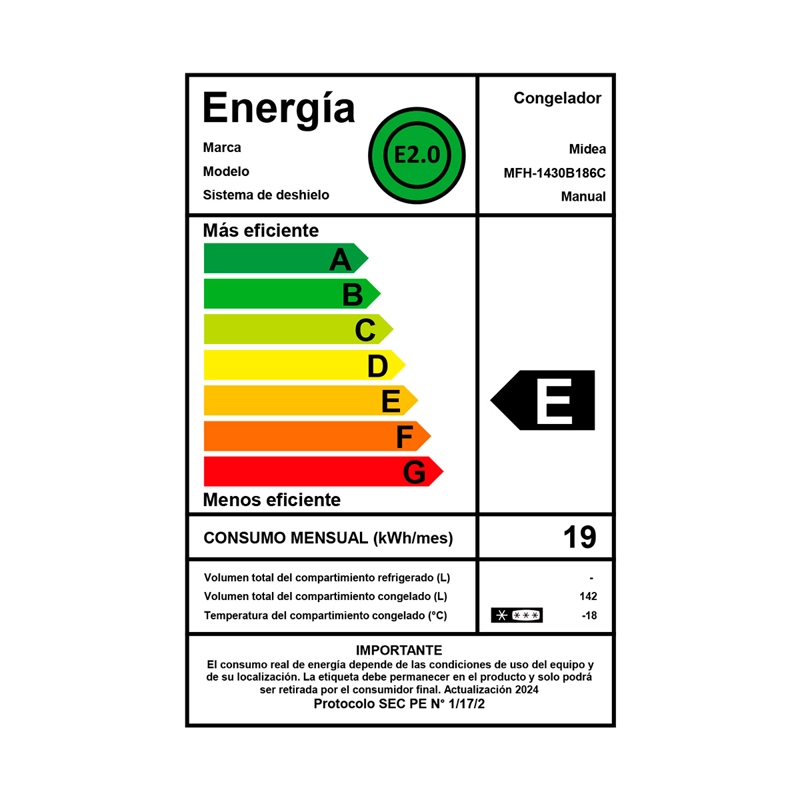 CONGELADOR HORIZONTAL MIDEA MFH-1430B186C 142L DUAL BLANCO - 7