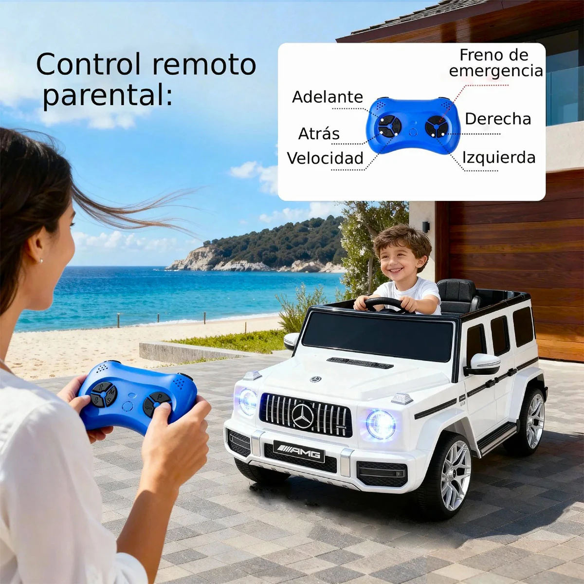 AUTO A BATERIA JEEP MERCEDES G63 BLANCO - 5