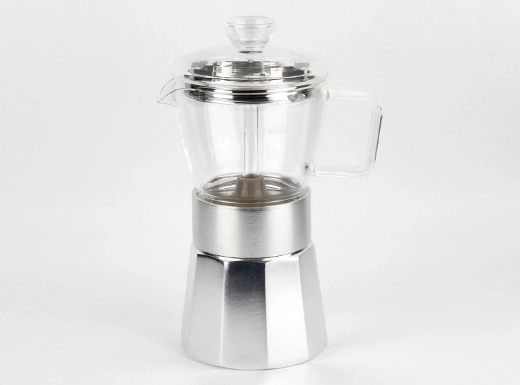 CAFETERA VITREX CRYSTAL ALUMINIO PLATA 6 TAZAS - 1