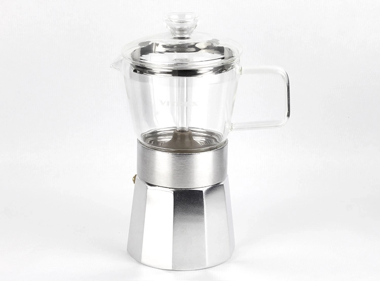 CAFETERA VITREX CRYSTAL ALUMINIO PLATA 9 TAZAS - 1