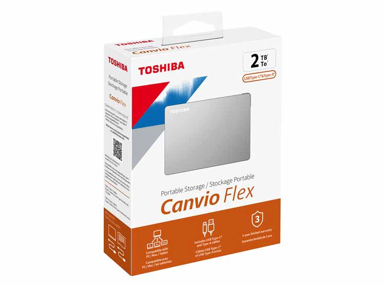 DISCO DURO TOSHIBA PLATA 2TB CANVIO FLEX USB-C/A - 12