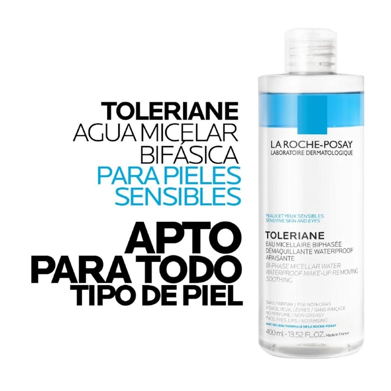AGUA MICELAR BIFASICA LA ROCHE-POSAY TOLEARIANE DESMAQUILLANTE 400 ML - 3
