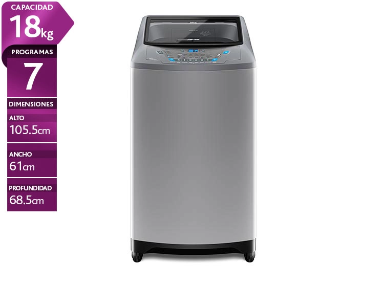 LAVADORA CARGA SUPERIOR FENSA PREMIUM CARE 18 SZ 18KG PLATA