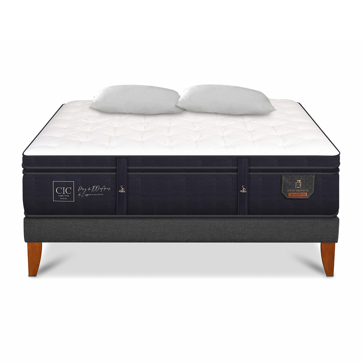 CAMA EUROPEA CIC CURVE SUPER PREMIUM KING + ALMOHADAS - 1