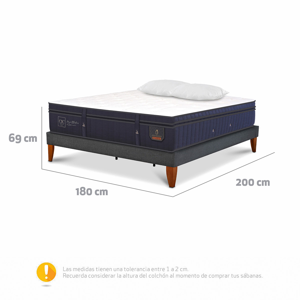 CAMA EUROPEA CIC CURVE SUPER PREMIUM KING + ALMOHADAS - 11