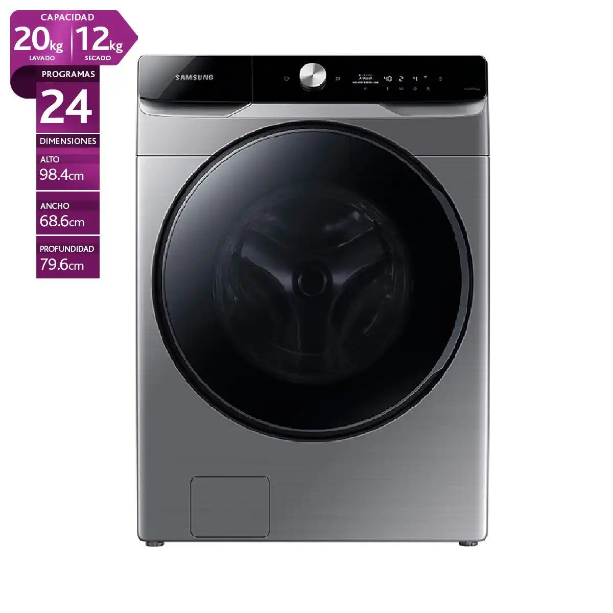 LAVADORA SECADORA SAMSUNG WD20T6300GP 20KG 12KG GRIS - 1