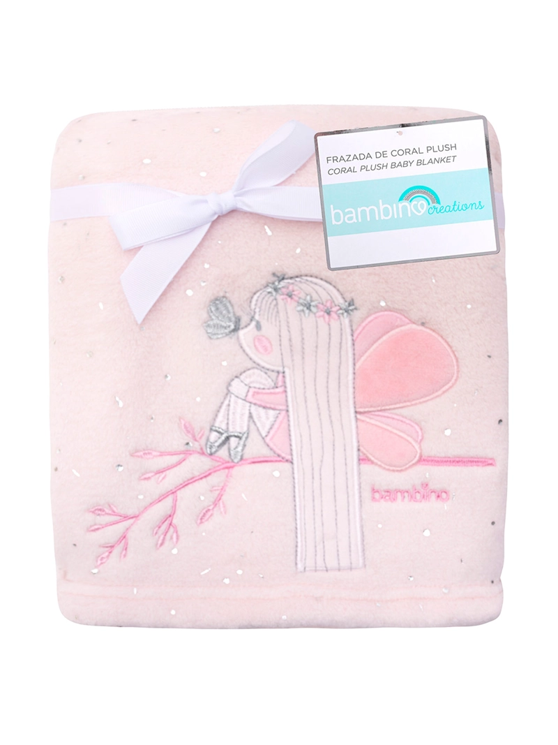 FRAZADA NIÑA BAMBINO CORAL BORDADA - 4