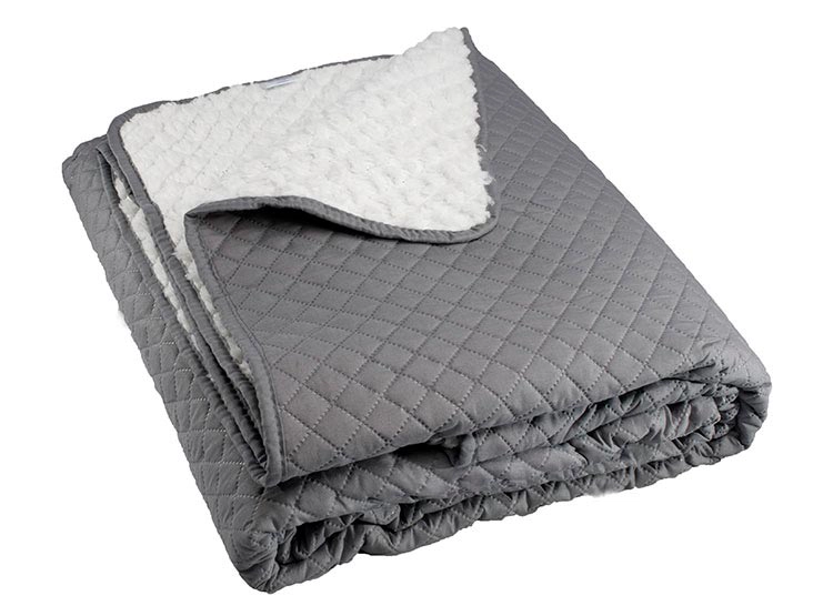CUBRECAMA QUILT ANDES 2 PLAZAS GRIS SHERPA LISO - 2