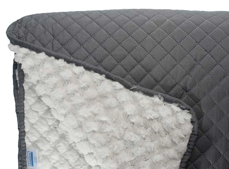 CUBRECAMA QUILT ANDES 2 PLAZAS GRIS SHERPA LISO - 3