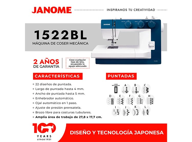 MAQUINA COSER JANOME 1522BL MECANICA - 6