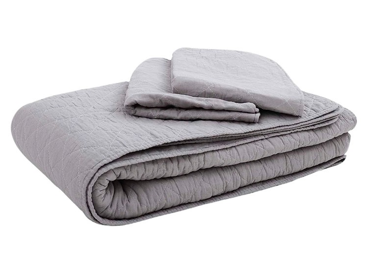 CUBRECAMA QUILT HEBRA 2 PLAZAS ALGODÓN GRIS LISO FIBRA NATURAL - 2