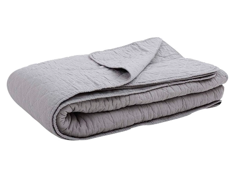 CUBRECAMA QUILT HEBRA 2 PLAZAS ALGODÓN GRIS LISO FIBRA NATURAL - 1