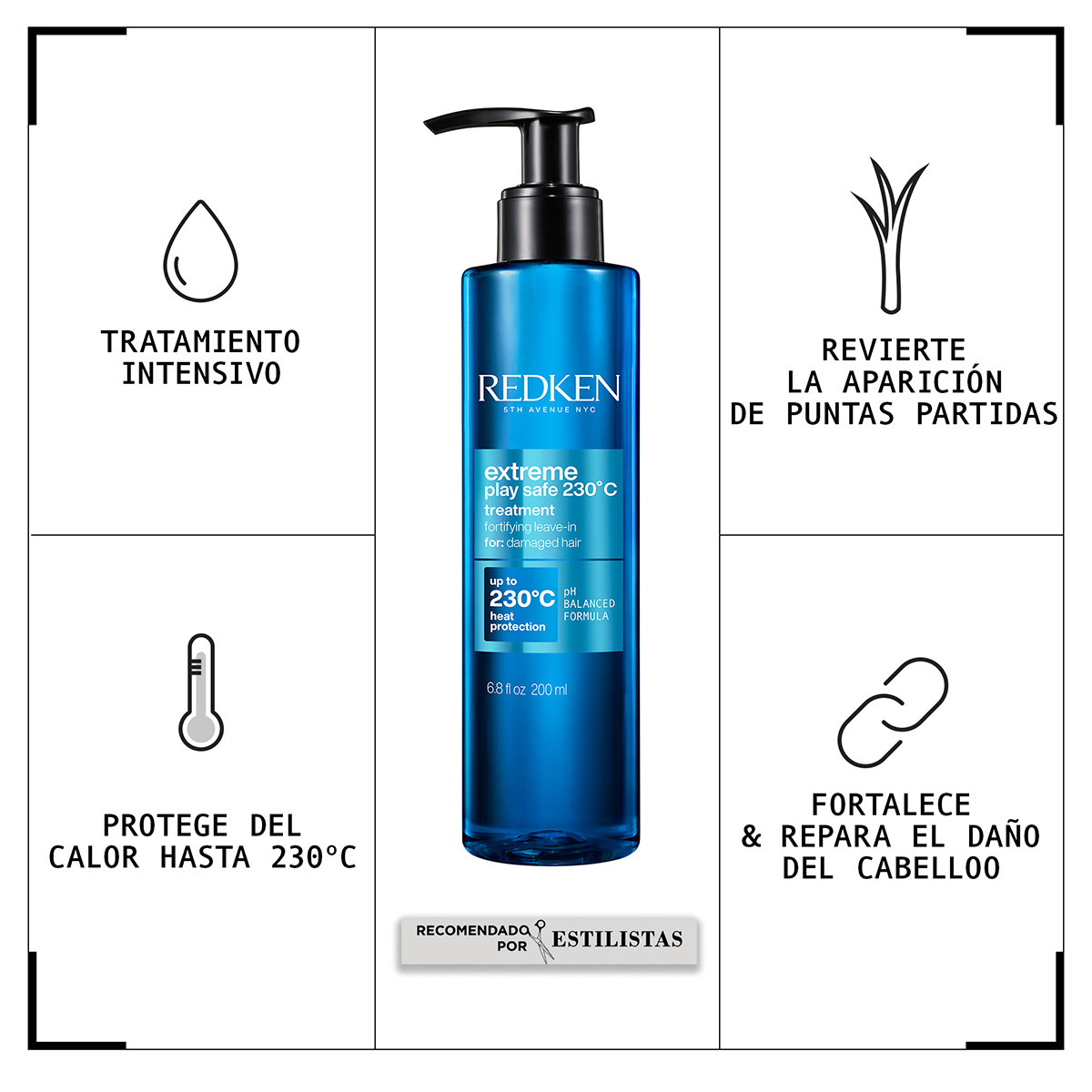 PROTECTOR TÉRMICO LEAVE-IN REDKEN REPARACIÓN CABELLO DAÑADO PLAY SAFE EXTREME 200 ML - 2