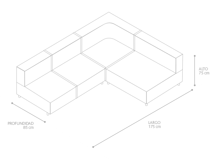 SOFÁ SECCIONAL BODEVIR SOFT LIBRE DISPOSICIÓN 4 CUERPOS FELPA - 2