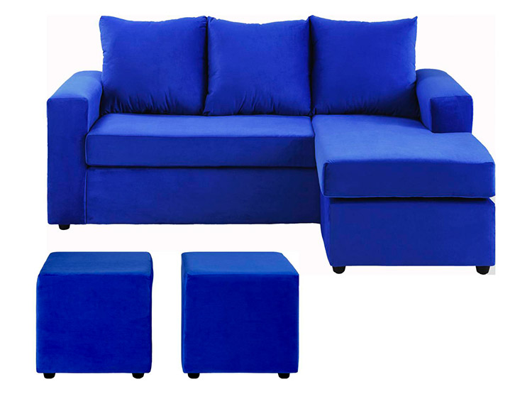 JUEGO DE LIVING BODEVIR SOFA SOFT SECCIONAL FELPA + 2 POUFS