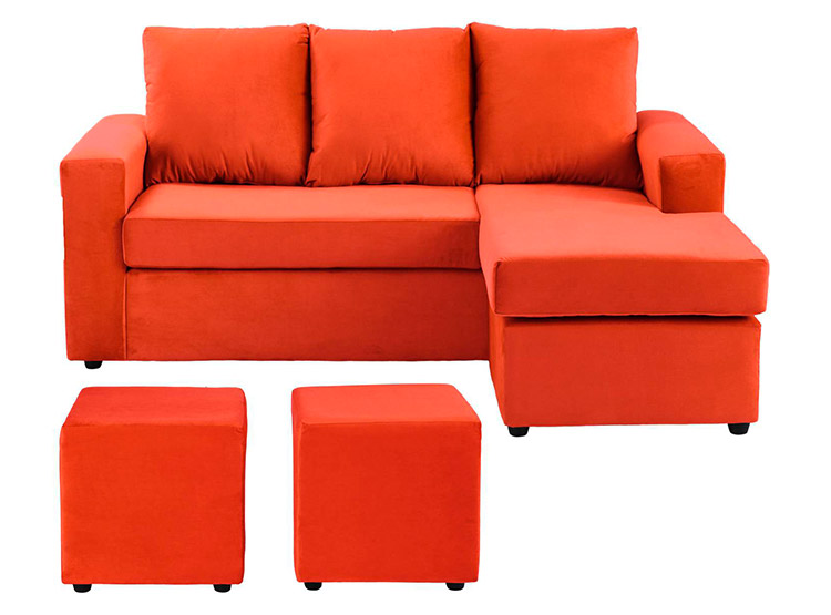 JUEGO DE LIVING BODEVIR SOFA SOFT SECCIONAL FELPA + 2 POUFS - 1