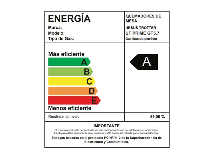 ENCIMERA GAS LICUADO URSUS TROTTER 5 PLATOS PRIME GT5.7 GL - 2
