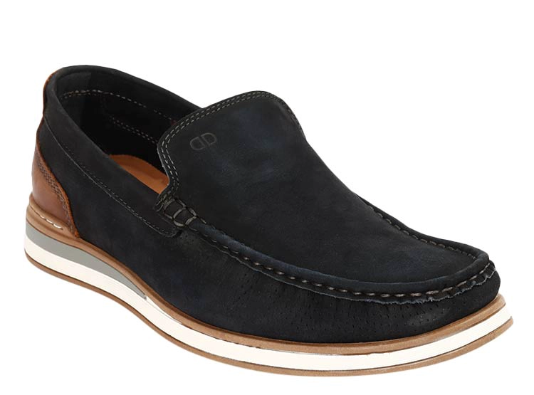 MOCASINES CUERO HOMBRE DEMOCRATA AZUL MARINO FLOW - 2