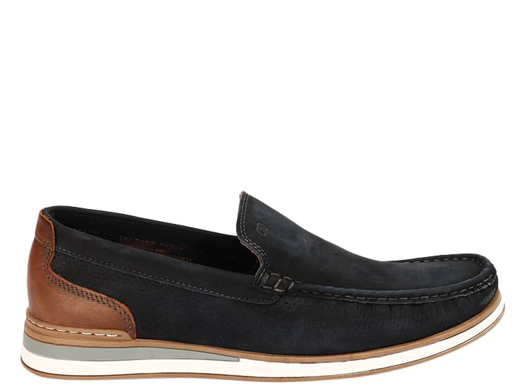 MOCASINES CUERO HOMBRE DEMOCRATA AZUL MARINO FLOW - 1