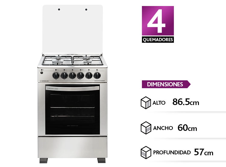 COCINA A GAS SINDELEN CH-6200IN 4 PLATOS ACERO