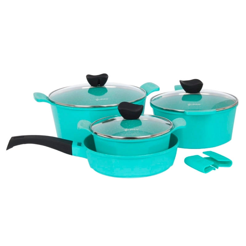 BATERÍA DE COCINA LOVEN EBBA MENTA 7 PIEZAS - 1