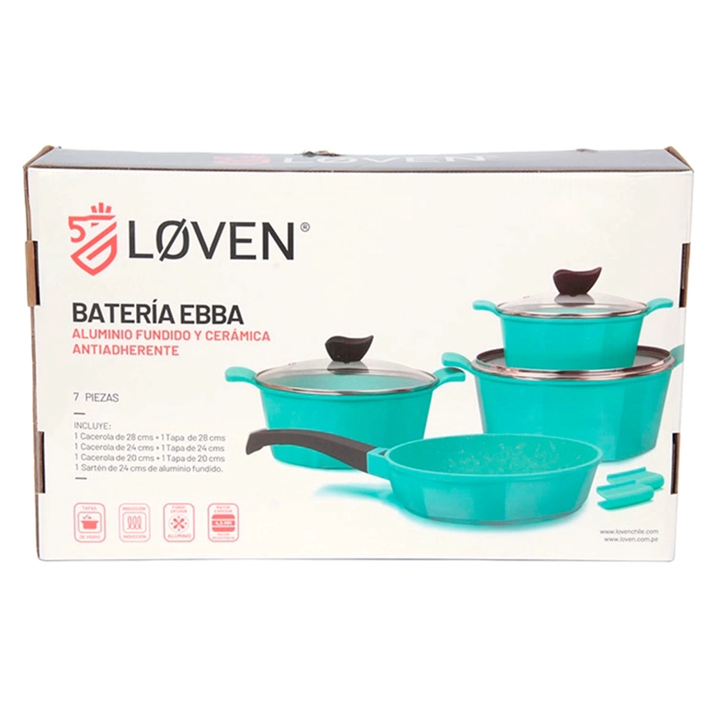 BATERÍA DE COCINA LOVEN EBBA MENTA 7 PIEZAS - 6