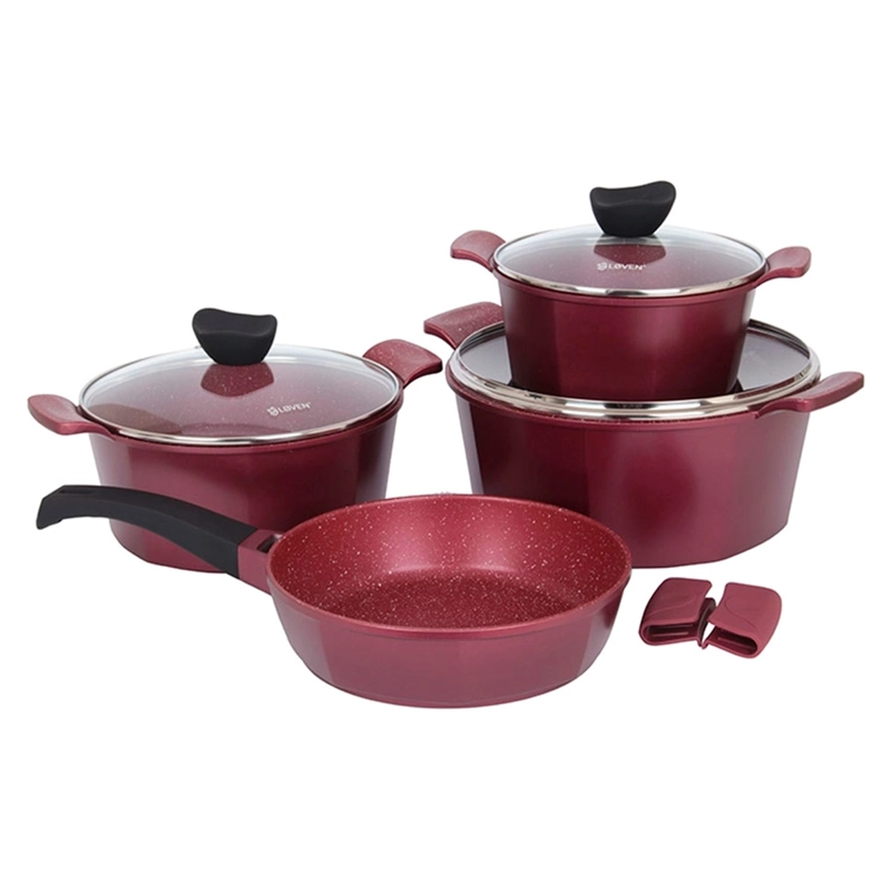 BATERÍA DE COCINA LOVEN EBBA BURGUNDY BURDEO 7 PIEZAS - 1