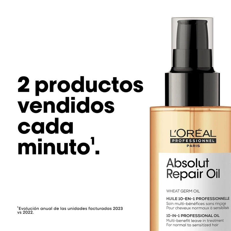 ACEITE LORÉAL PROFESSIONNEL REPARACIÓN CABELLO DAÑADO ABSOLUT REPAIR 90 ML - 8