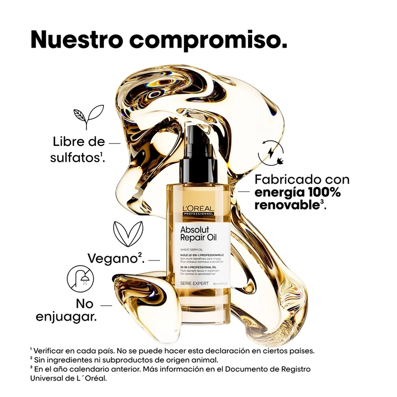 ACEITE LORÉAL PROFESSIONNEL REPARACIÓN CABELLO DAÑADO ABSOLUT REPAIR 90 ML - 9