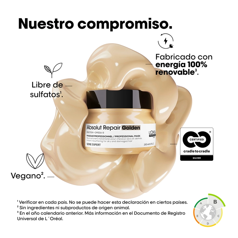 MÁSCARA DORADA L'ORÉAL PROOFESSIONNEL REPARACIÓN CABELLO DAÑADO ABSOLUT REPPAIR 250 ML - 5